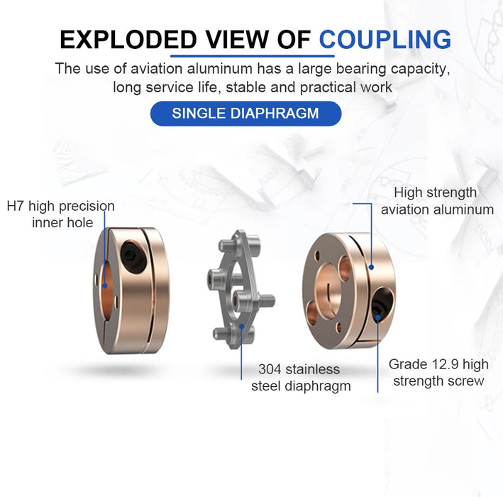 Single Diaphragm CNC Shaft Coupler D68 L54 – High Precision Motor Coupler