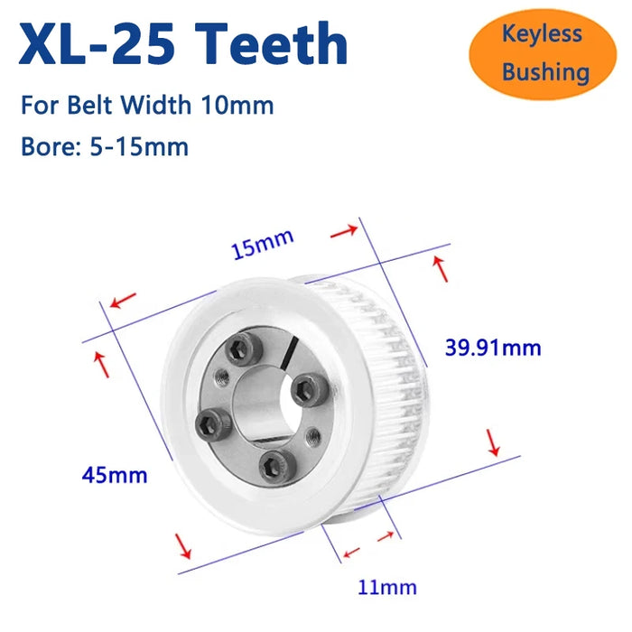 25 Zähne XL-Erweiterungshülse Synchronrad 25T Keyless Bushing 