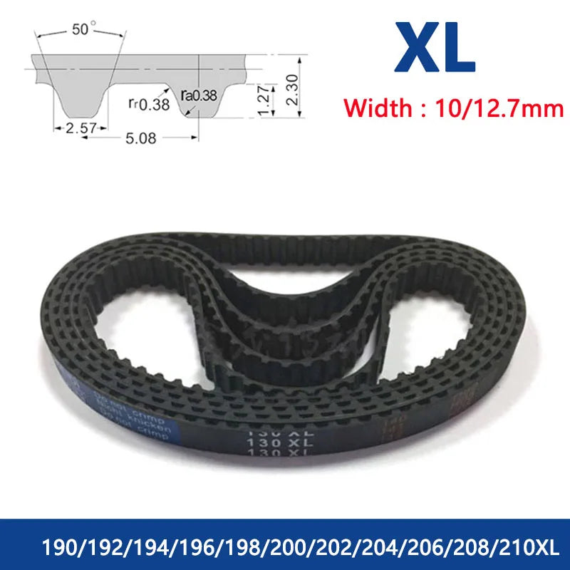 Correa dentada XL, ancho 10mm, 12,7mm, bucle cerrado de goma síncrono 