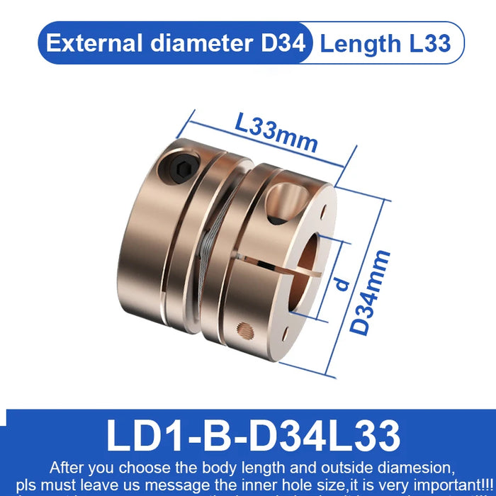 Single Diaphragm Coupling D34 L33 – Flexible Coupler for Servo Motors