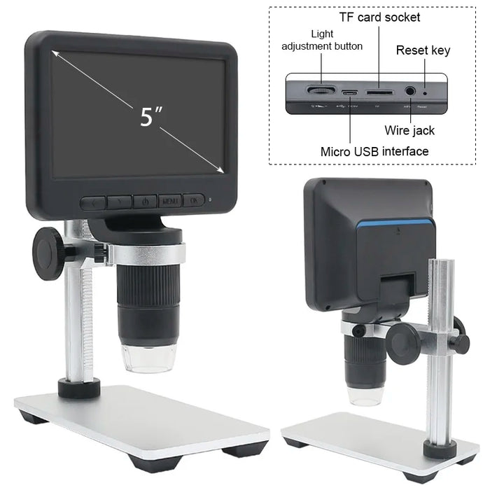 1000X elektronisches USB-Digitalmikroskop mit 5-Zoll-LCD-Display-Zoom 