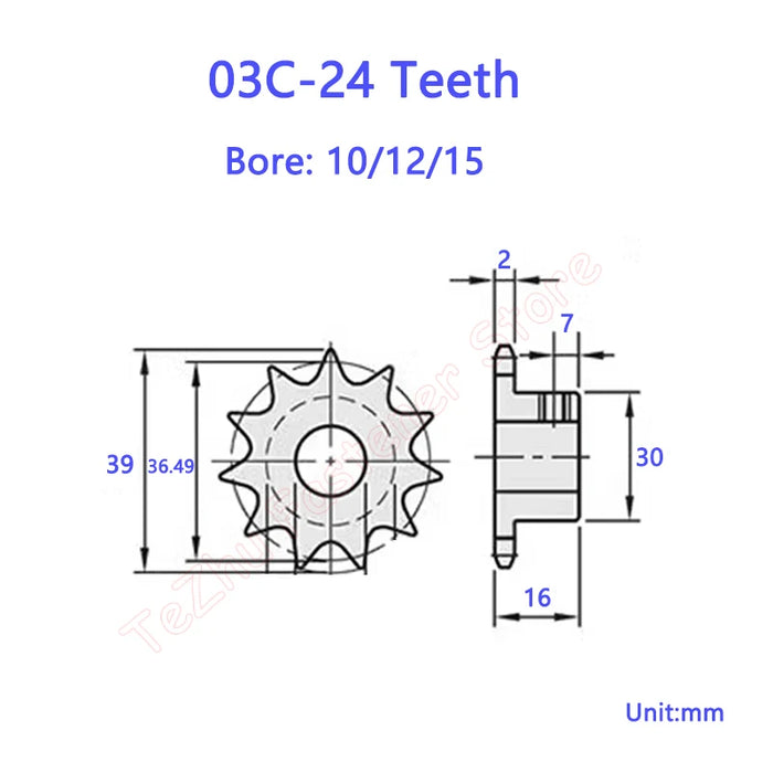 1pc 24 Teeth 03C Industrial Drive Sprocket Wheel 45# Steel Chain Gear