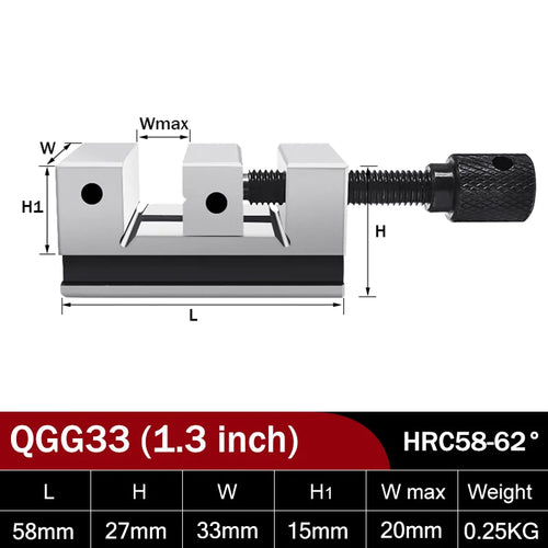 Precision Flat-Nose Vise, High Accuracy 0.005mm, 1/1.3/1.5  Inch