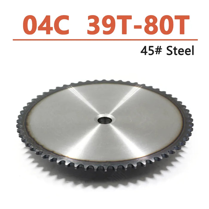 39-80 Tooth 04C Chain Drive Sprocket - 45# Steel Chain Gear (1/4" Pitch)