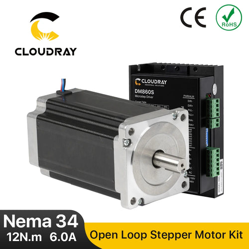 Cloudray Nema 34 Open Loop Stepper Motor Kit with 12N.m Torque and DM860S Driver - 6.0A