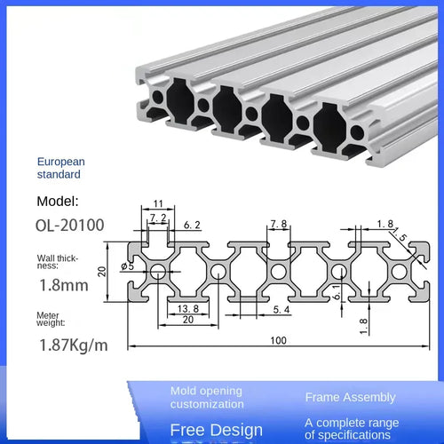 2020 2040 2060 3030 3060 4040 2080 20100 T-Nut-Aluminiumprofil