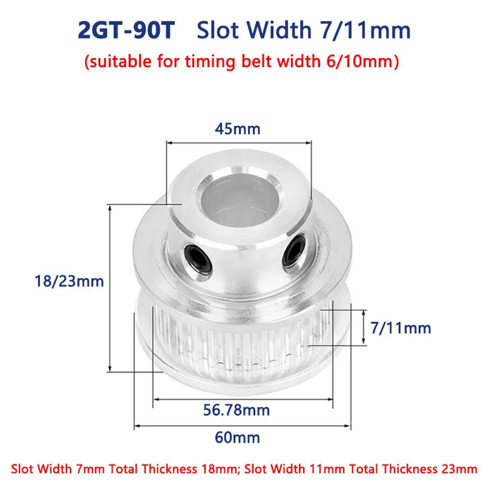 2GT 60T 70T 80T 90T polea de distribución orificio chavetero 8 10 12 12,7 14-25mm 