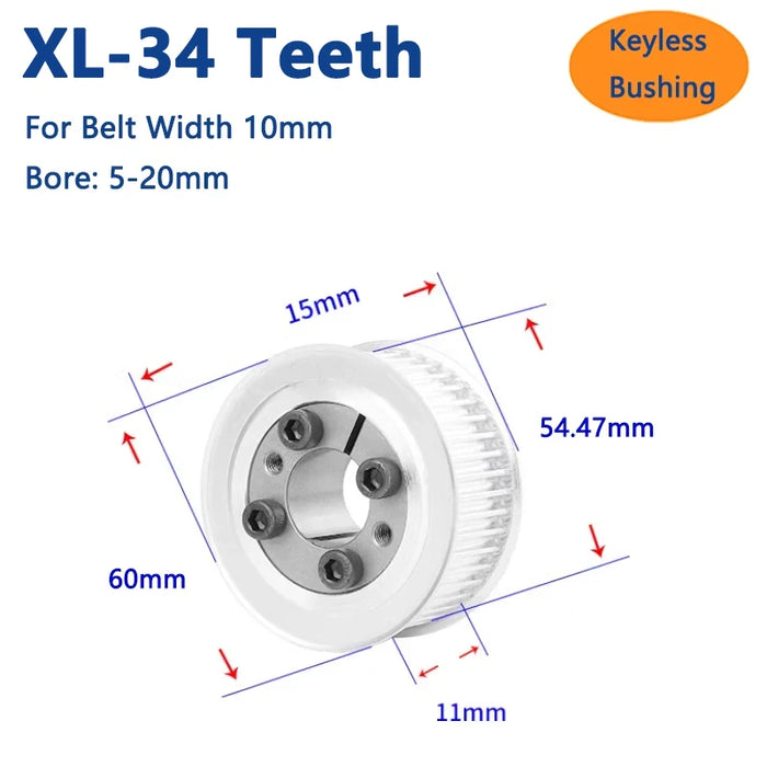 34 Zähne XL-Erweiterungshülse Synchronrad 34T Keyless Bushing 