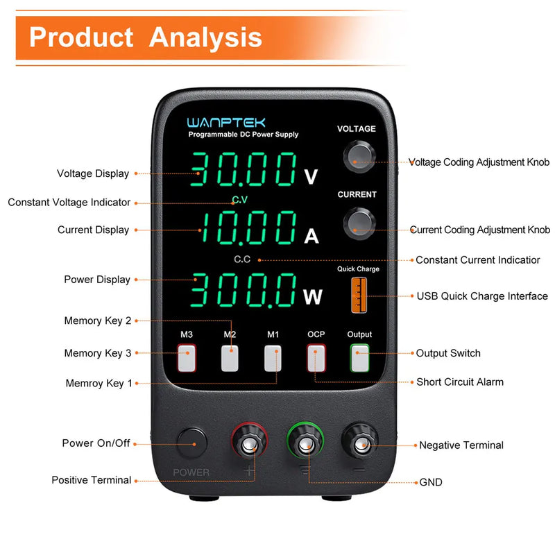 Adjustable DC Bench Power Supply 30V–160V Encoder & Memory Control Lab Voltage Regulator (APS / WPS / NPS Series)