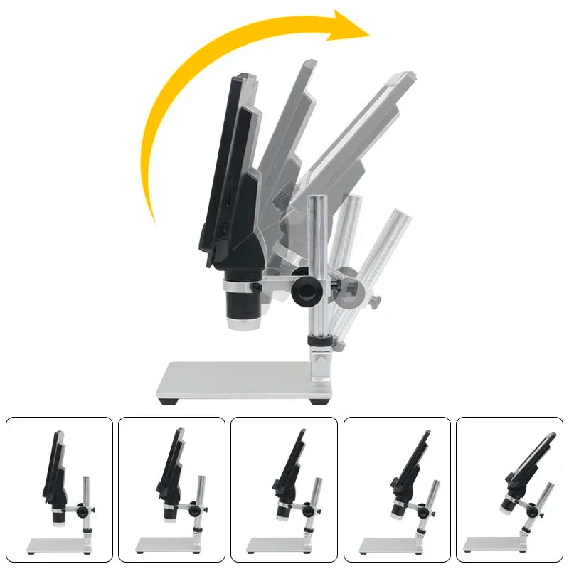 1-1600X Digital Microscope with 9-Inch HD Display for Soldering Repair – LED Dual Light Source Illumination