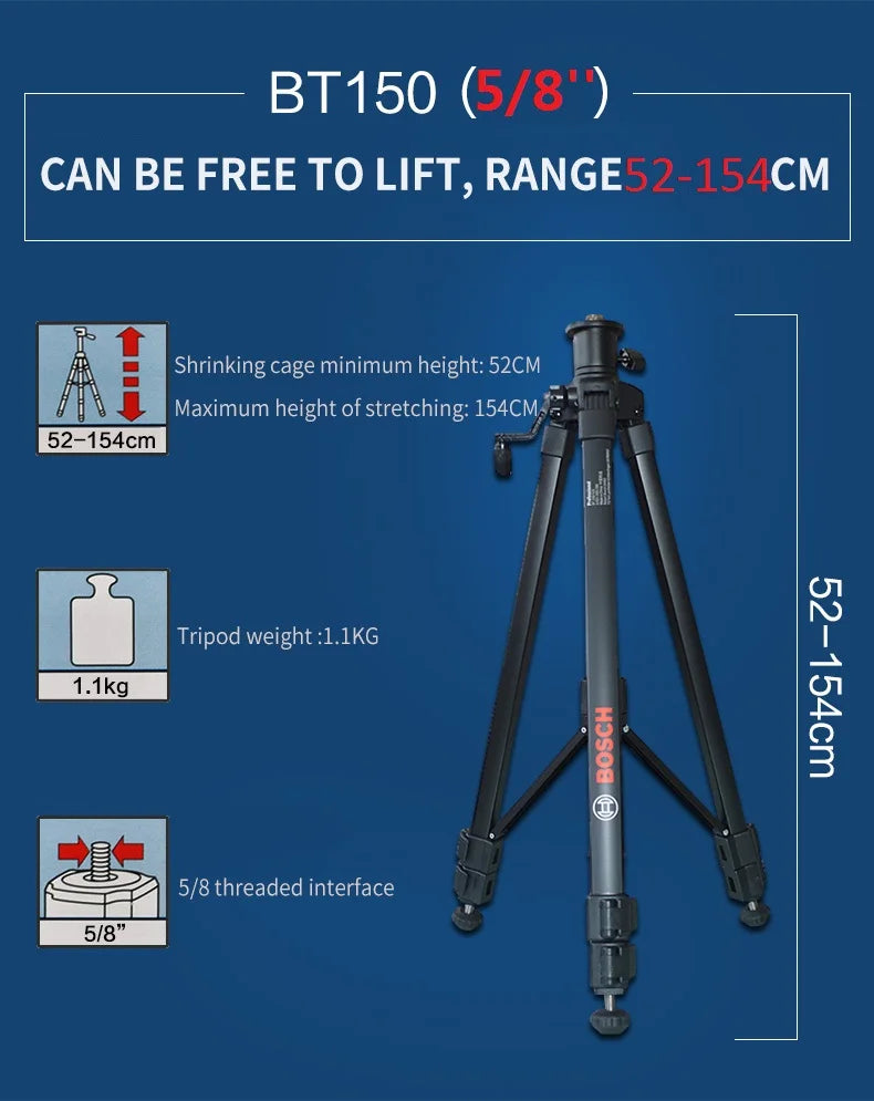 Bosch BT150 Laser Level Tripod Stand with 5/8"