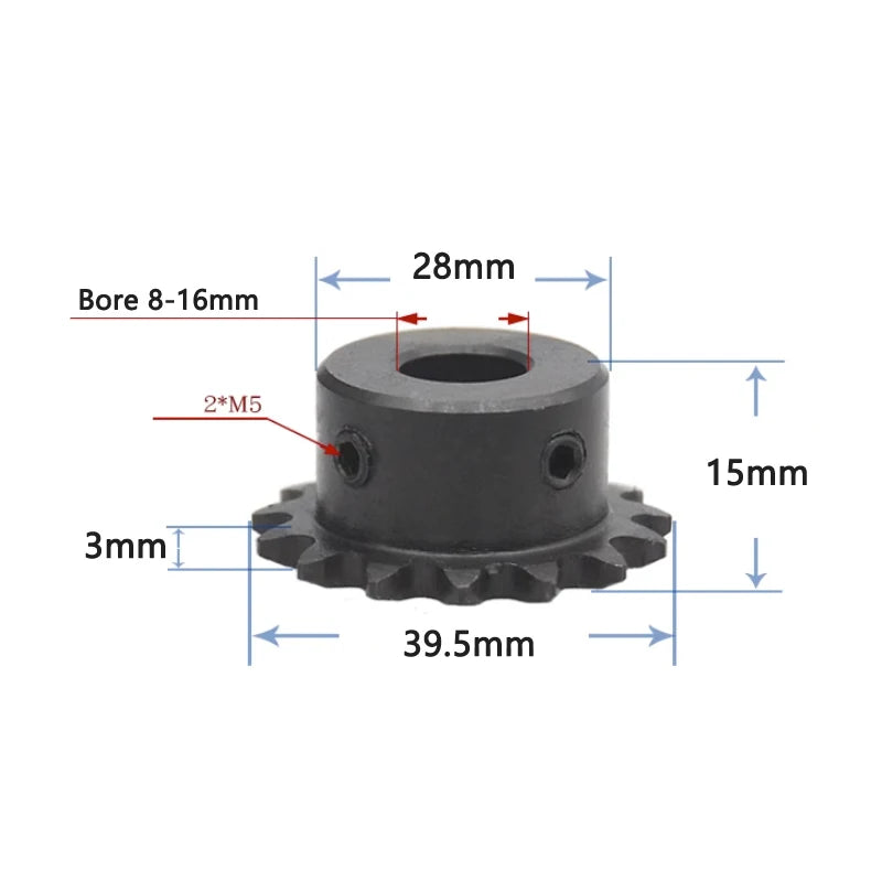 1 piñón 18T 04C para cadena de rodillos 18 dientes 45# engranaje de acero 