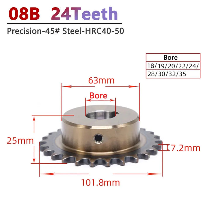 24T 08B Chain Gear 24 Teeth Precision Industrial Drive Sprocket