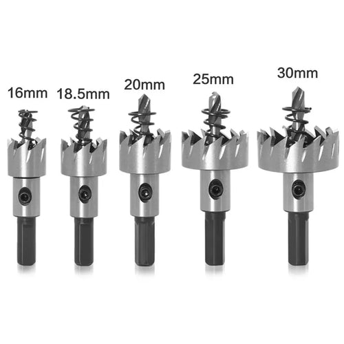 5Pcs Carbide Tip HSS Drill Bit Hole Saw Set Stainless Steel Metal