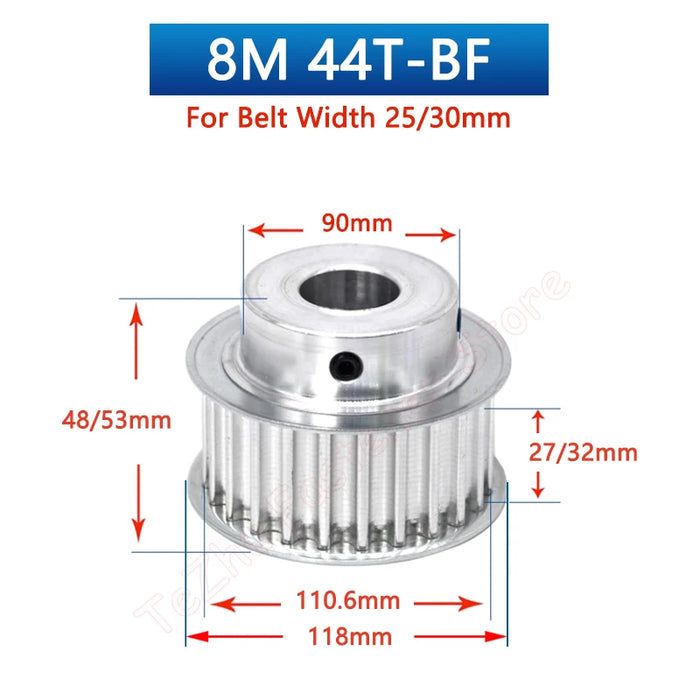 44 & 50 Teeth HTD8M Timing Pulley with Step (Round & Keyway Bore Options)