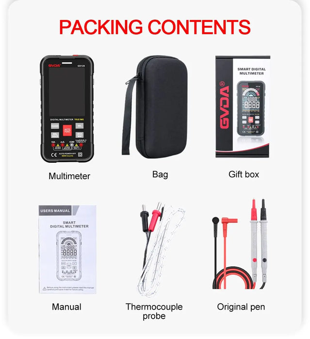 GVDA New 9999 Counts Digital Multimeter Smart Auto Range 1000V 10A