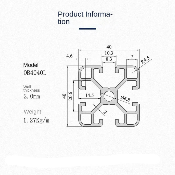 40x40 Black Modular Aluminum Profile System – L100 to 1000mm