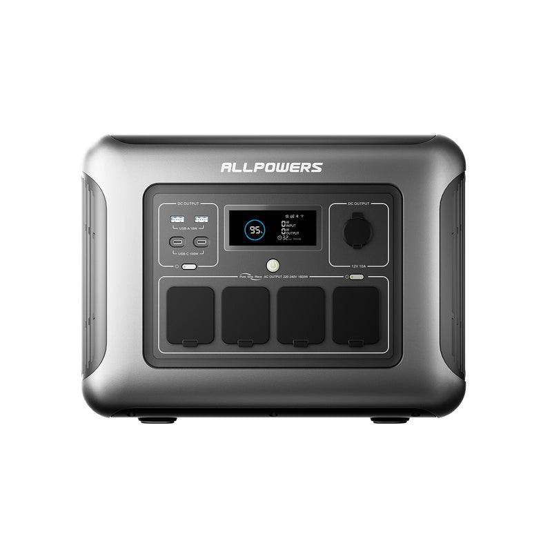 R1500 LITE 1600W Portable Power Station 1056Wh LiFePO4 – 3200W Surge UPS Solar Generator with 650W MPPT