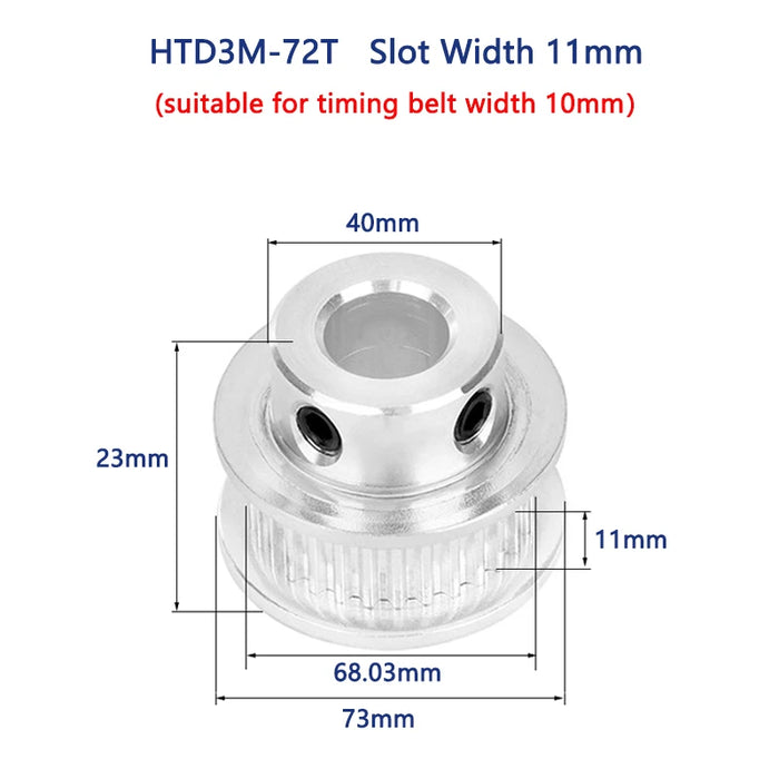 HTD3M 72 Teeth Timing Pulley Bore 8/10/12/14/15/19/20mm 72T HTD-3M