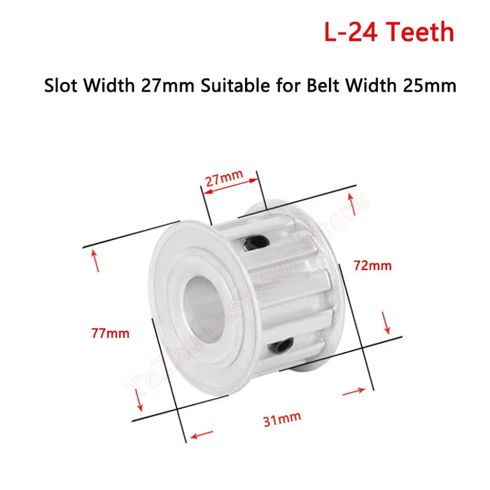 24 Teeth L Timing Pulley, Aluminum Alloy Synchronous Wheel for Belt, 9.525mm Pitch