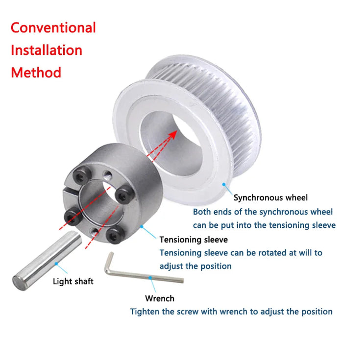 22T HTD 8M Timing Pulley 8/9/10/11/12/14/15-20mm Bore Keyless Bushing