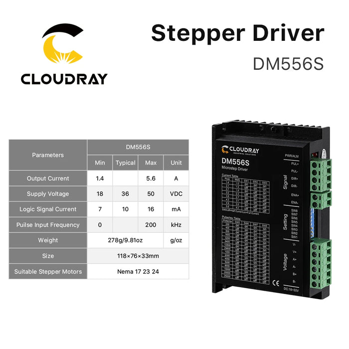 Cloudray 3/4 Axis CNC Kit Nema23 3.0N.m Stepper Motor Driver USB LPT