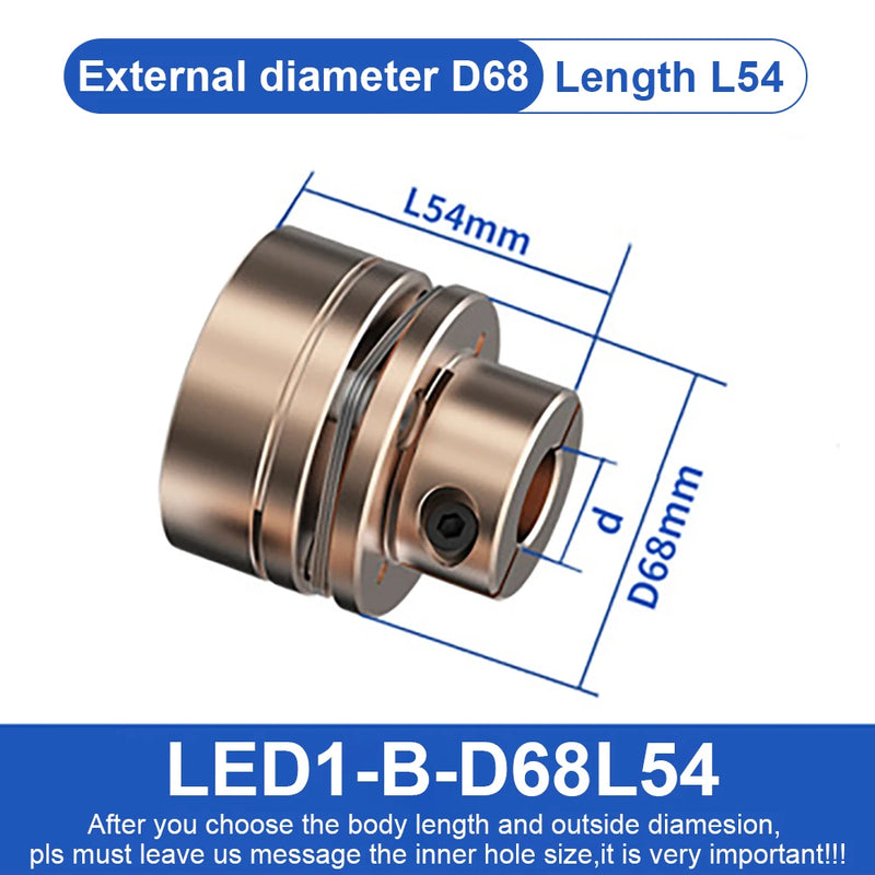 Flange Coupling  LED D68L54/74 Flexible Motor Shaft Coupler Aluminium