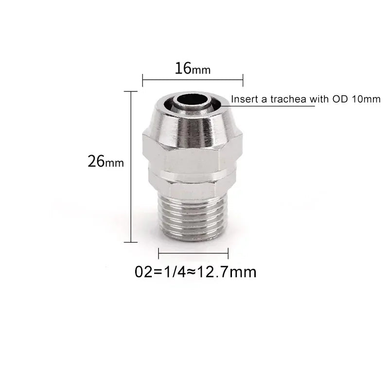PC Pneumatic Straight Male Thread Push-In Fitting 4–12mm (M5–G1/2")