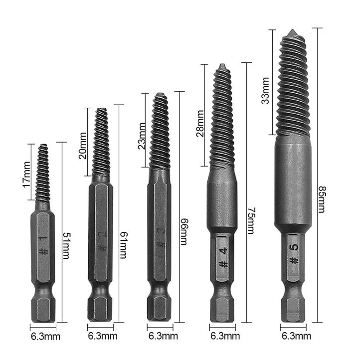 5pcs Screw Extractor Center Drill Bits Guide Set Broken Damaged Bolt