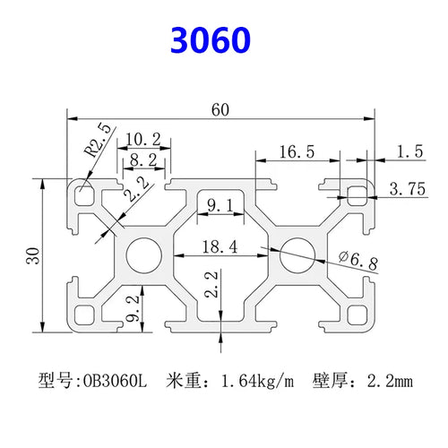 30x30, 30x60, 30x90, 30x120, 30x150 T-Slot Modular Aluminum Profile System