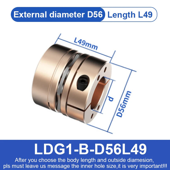 Flexible Diaphragm Coupling D56L49 14mm to 30mm 8-screw Larger