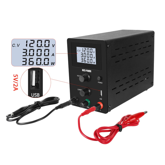 Laboratory DC Power Supply, 120V 3A Adjustable Switching