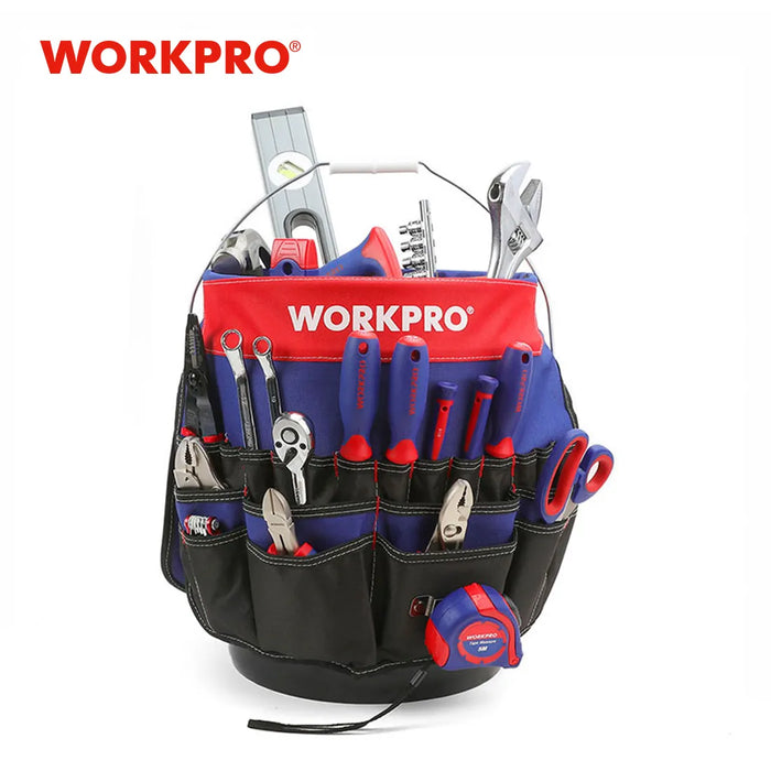 WORKPRO Cubo organizador de herramientas de 5 galones, bolsa de herramientas Bucket Boss con 51