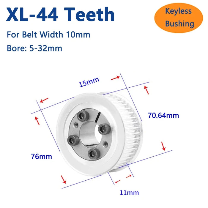 XL Keyless Bushing Timing Pulley Expansion Sleeve Synchronous Wheel – 44 Teeth