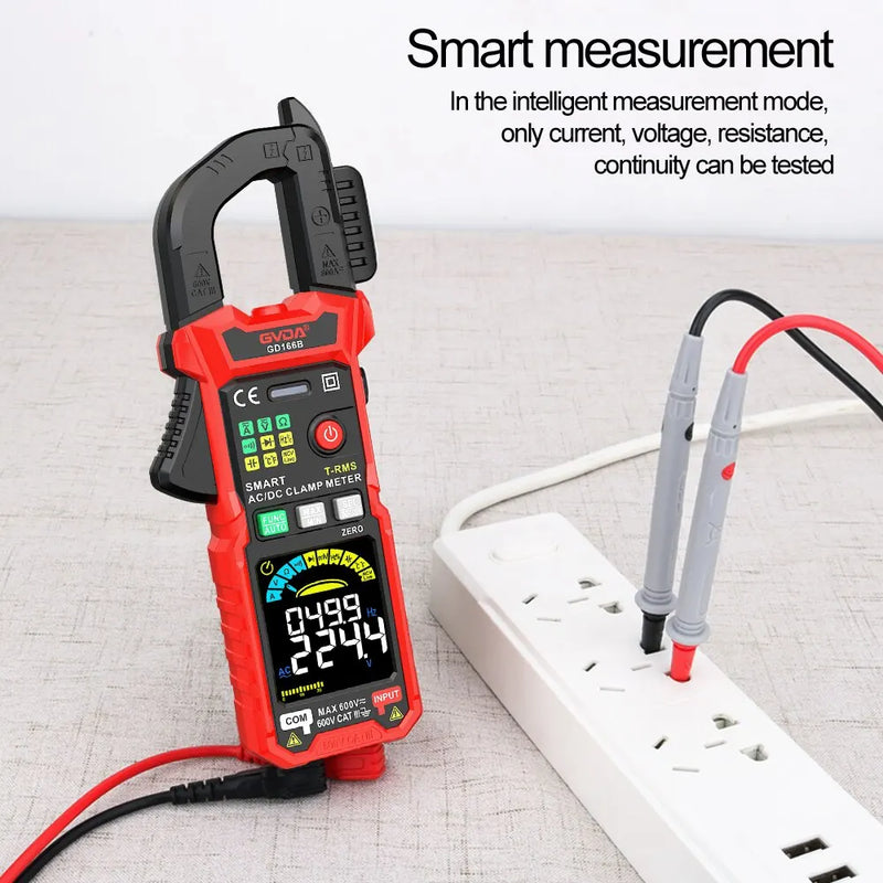 GD166B Clamp Meter – 6000 Counts True RMS, AC/DC Current 60A/600A, AC Inrush, AC/DC Voltage 600V, NCV, Frequency, Capacitance, Temperature, Live Wire