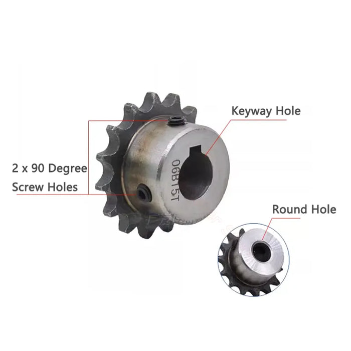 1 Stück 15T 16T 17T 06B Kettenräder für Rollenkette 15 16 17 Zähne A3 Stahl 