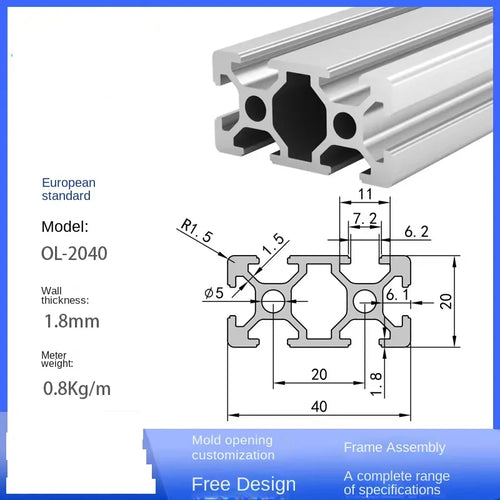 2020 2040 2060 3030 3060 4040 2080 20100 Perfil de aluminio con ranura en T