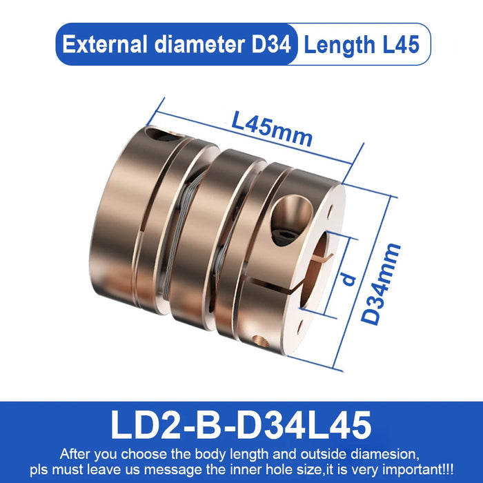 D34L45 5-16mm Shaft Double Disc Coupler High Precision