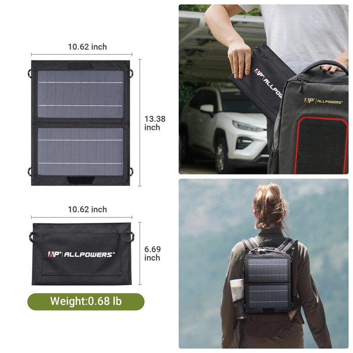 ALLPOWERS 5V/10W Portable Solar Charger ,Waterproof Foldable Panel