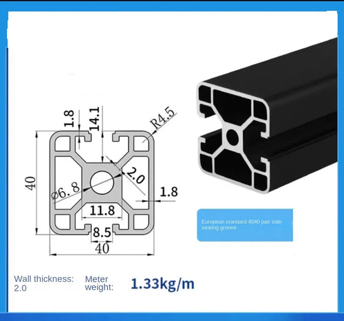 Black Modular Aluminum Profile System – Available in 20x20, 20x20N2, 20x20R, 20x40, 20x60, 30x30, 30x30N2