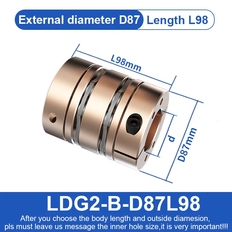 Eje de diafragma retráctil del motor D87L98 Acoplamiento flexible alto 