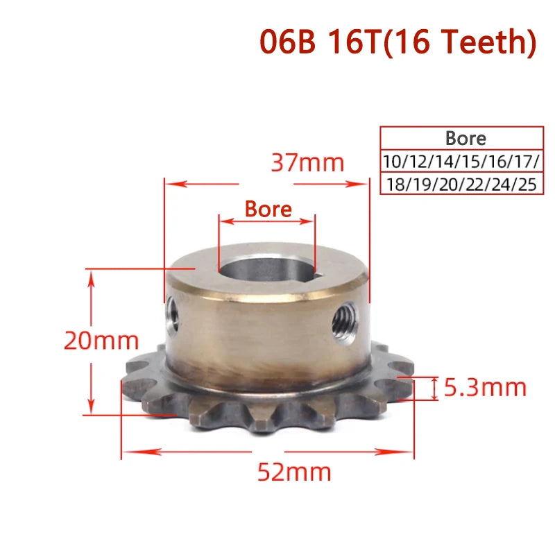 1 rueda dentada de accionamiento Industrial de precisión 14T-16T 06B 14 15 16 