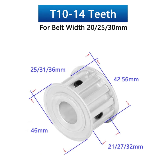 14 Zähne T10 Zahnriemenscheibe 14T Aluminium Synchronrad für 