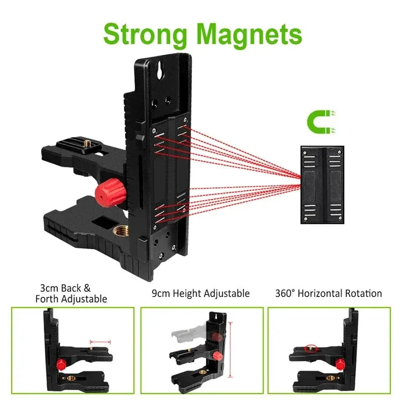 Super strong magnetic L-bracket support mount - Adjustable holder for universal laser level