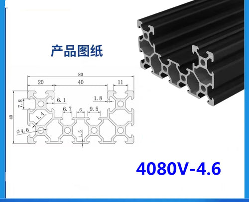 Black V-Slot Modular Aluminum Profile System – Available in 20x20, 20x40, 20x60, 20x80, 40x40, 40x80, and More