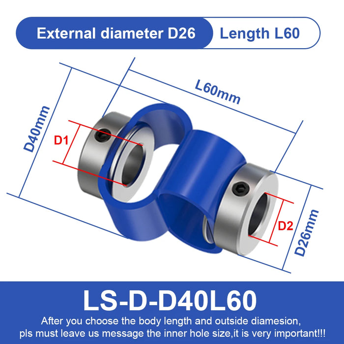 LS D D40L60 Double Loop Coupler – Flexible Aluminum Alloy for Encoder Applications