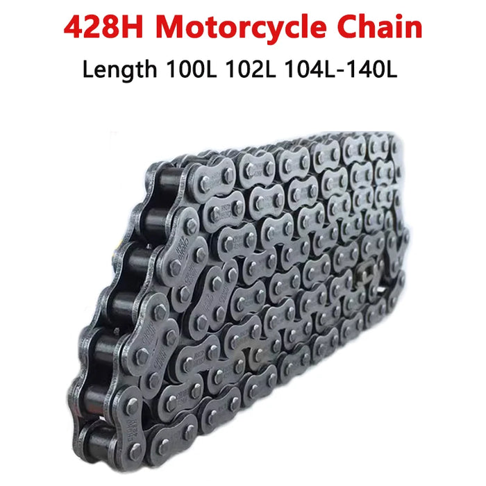 428H Motorcycle Chain - Thickened 45# Steel (Multiple Length Options)