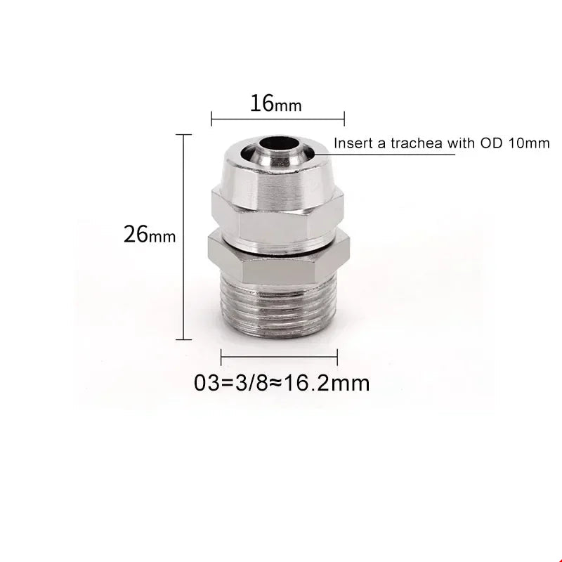PC Pneumatic Straight Male Thread Push-In Fitting 4–12mm (M5–G1/2")