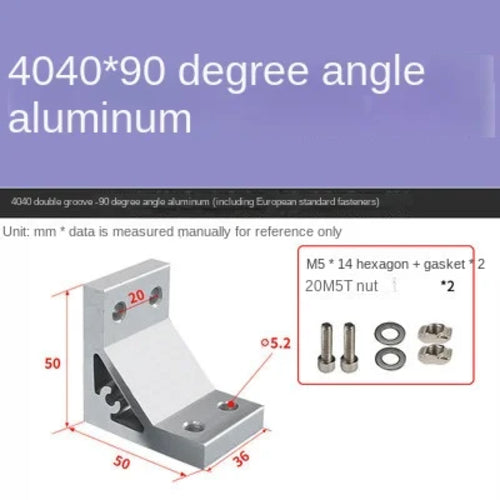 20x20 / 30x30 / 40x40 Aluminum Profile 90-Degree Corner Bracket