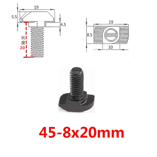 T-Bolt with Flange Nut – Black 2020, 3030, 4040, 4545